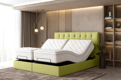 Flex Lift Electric Adjustable Bed Set With Mattress And Headboard, Cream