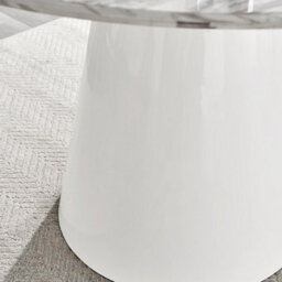 Furniturebox Uk Palma White Marble Effect Round Dining Table & 4 Cream Halle Black Leg Chairs - thumbnail 5