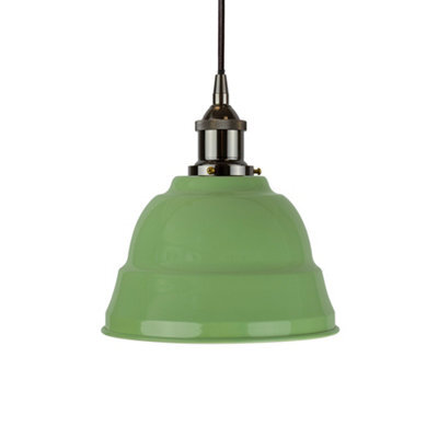 Mint Green Lincoln Painted Dome Pendant Light With Black Nickel Lamp Holder And Black Round Cable - Se Home - image 1