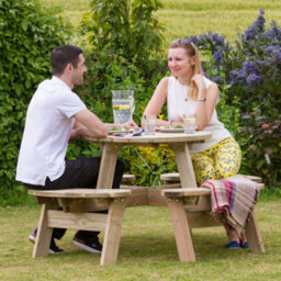 4 Seater Katie Round Picnic Table By Zest Outdoor Living - thumbnail 3