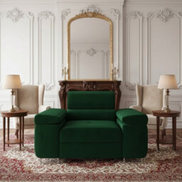 Torezio Armchair Adjustable Headrests Upholstered Freestanding Chipboard Frame Metal Legs 134X102X90Cm Green - thumbnail 3