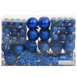 Berkfield Lightweight 111 Piece Christmas Bauble Set Blue Polystyrene