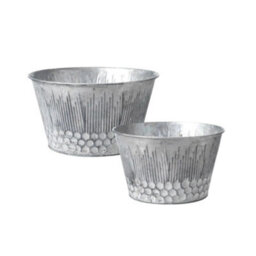 Set Of 2 Zinc Honeycomb Plant Bowls - Watertight No Drainage Holes