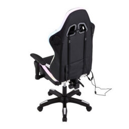 Living And Home Black And White Ergonomic Gaming Chair With Rgb Light & Massage Lumbar - thumbnail 4