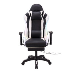 Living And Home Black And White Ergonomic Gaming Chair With Rgb Light & Massage Lumbar - thumbnail 5