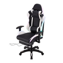 Living And Home Black And White Ergonomic Gaming Chair With Rgb Light & Massage Lumbar - thumbnail 3