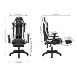 Living And Home Black And White Ergonomic Gaming Chair With Rgb Light & Massage Lumbar - thumbnail 6
