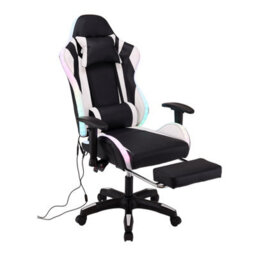 Living And Home Black And White Ergonomic Gaming Chair With Rgb Light & Massage Lumbar