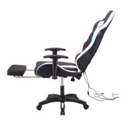 Living And Home Black And White Ergonomic Gaming Chair With Rgb Light & Massage Lumbar - thumbnail 2