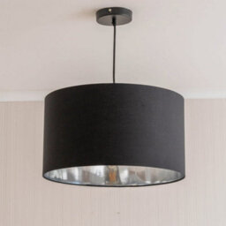 Valuelights Reni Black & Silver Inner Drum Ceiling Lamp Shade And Bulb (D)45Cm - thumbnail 3