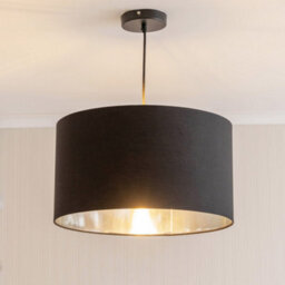 Valuelights Reni Black & Silver Inner Drum Ceiling Lamp Shade And Bulb (D)45Cm - thumbnail 1