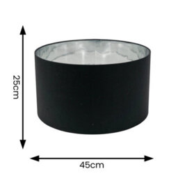 Valuelights Reni Black & Silver Inner Drum Ceiling Lamp Shade And Bulb (D)45Cm - thumbnail 5