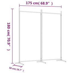 Berkfield 2-Panel Room Divider White 175X180 Cm Fabric - thumbnail 8