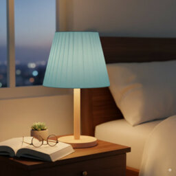22Cm Light Blue Fabric Coolie Lampshade With A60 Led Bulb Included Pendant, Ceiling & Table Lamp Shade - thumbnail 9