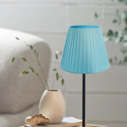 22Cm Light Blue Fabric Coolie Lampshade With A60 Led Bulb Included Pendant, Ceiling & Table Lamp Shade - thumbnail 2