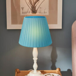 22Cm Light Blue Fabric Coolie Lampshade With A60 Led Bulb Included Pendant, Ceiling & Table Lamp Shade - thumbnail 7