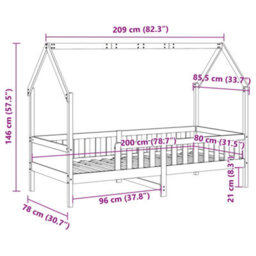 Berkfield Kids' House Bed Frame Without Mattress Wax Brown 80X200 Cm Pine - thumbnail 9
