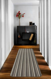 Silver Striped 8mm Thick Rectangle Mat For Living Room, Bathroom, Kitchen, Easy To Clean Striped Mat - 100Cm X 150Cm - thumbnail 2