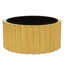 Orsina Black Glass And Gold Titanium Round Coffee Table Modern, Statement Piece Modern Luxury Coffee Table - thumbnail 4