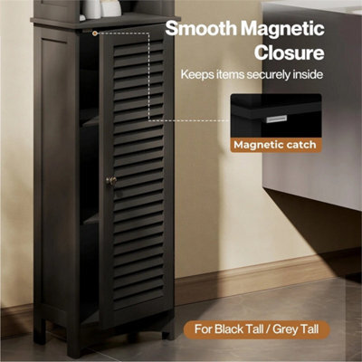 Black-Bathroom Storage Cabinet Freestanding Cupboard Adjustable Shelf Unit - image 1
