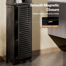 Black-Bathroom Storage Cabinet Freestanding Cupboard Adjustable Shelf Unit - thumbnail 4