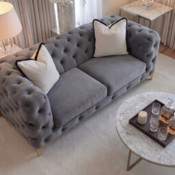 Sofaya Monaco Chesterfield Grey Velvet Sofa Set - 1,2,3 Seater & 3+2 Seater Set Deep Buttoned Cushions Upholstery Couch Settee - thumbnail 5