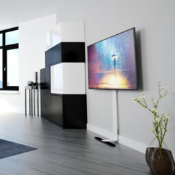 "Avf Against The Wall Standing Tv Mount, For Tvs Up To 80"" - White & Black" - thumbnail 1