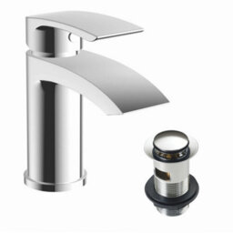 FNX Bathrooms Gloss White 400 Wall Hung Basin Sink Vanity Unit & Sleek Basin Tap - thumbnail 3