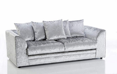 Bella Crushed Velvet 3 Seater Sofa Silver