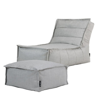icon Dolce Indoor Outdoor Bean Bag Lounger And Footstool Grey Patio Chairs - image 1