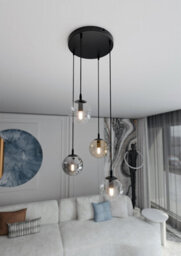 Emibig Lighting Emibig Cosmo Pendant Lamp  4 X E14 Black With Transparent, Graphite And Amber Shade - thumbnail 4