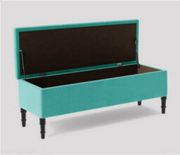 150Cm Swiss Chesterfield Ottoman Storage Bench- Plush Velvet Shoe Bench - Teal Upholstery Footstool With Storage - thumbnail 2