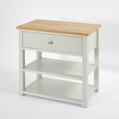 Homestylestore 840mm Antique White And Oak Bathroom Vanity Unit With Gold Round Handle - image 1