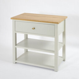 Homestylestore 840mm Antique White And Oak Bathroom Vanity Unit With Gold Round Handle