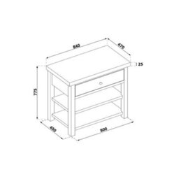 Homestylestore 840mm Antique White And Oak Bathroom Vanity Unit With Gold Round Handle - thumbnail 3