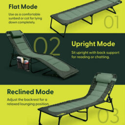 Keplin Colour Block Version Of Foldable 600D Oxford Fabric Sun Lounger, 70X56X15Cm, 110Kg, Green - thumbnail 9
