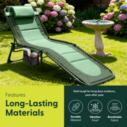 Keplin Colour Block Version Of Foldable 600D Oxford Fabric Sun Lounger, 70X56X15Cm, 110Kg, Green - thumbnail 2