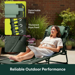 Keplin Colour Block Version Of Foldable 600D Oxford Fabric Sun Lounger, 70X56X15Cm, 110Kg, Green - thumbnail 3