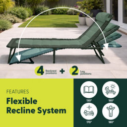 Keplin Colour Block Version Of Foldable 600D Oxford Fabric Sun Lounger, 70X56X15Cm, 110Kg, Green - thumbnail 5