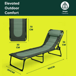 Keplin Colour Block Version Of Foldable 600D Oxford Fabric Sun Lounger, 70X56X15Cm, 110Kg, Green - thumbnail 6