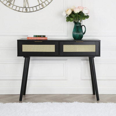 Craven - Console Table With Cane Front - Black - image 1