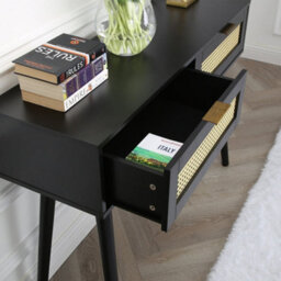 Craven - Console Table With Cane Front - Black - thumbnail 4