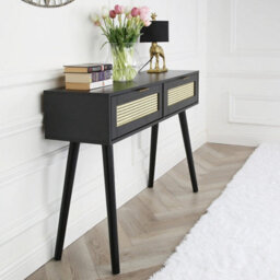 Craven - Console Table With Cane Front - Black - thumbnail 3