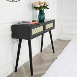 Craven - Console Table With Cane Front - Black - thumbnail 5