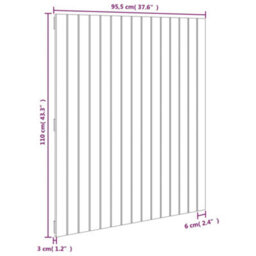 Berkfield Wall Headboard Black 95.5X3X110 Cm Solid Wood Pine - thumbnail 8