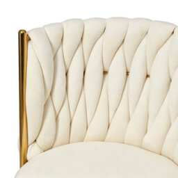 Cream Modern Swivel Bar Stools Set Of 2 Adjustable Velvet Bar Chairs With Braided Back - thumbnail 5