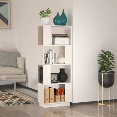 Berkfield Book Cabinet/room Divider White 51X25X132 Cm Solid Wood Pine - image 1