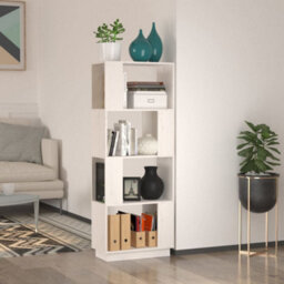 Berkfield Book Cabinet/room Divider White 51X25X132 Cm Solid Wood Pine