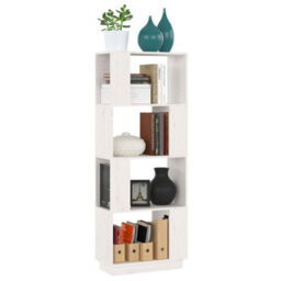 Berkfield Book Cabinet/room Divider White 51X25X132 Cm Solid Wood Pine - thumbnail 4