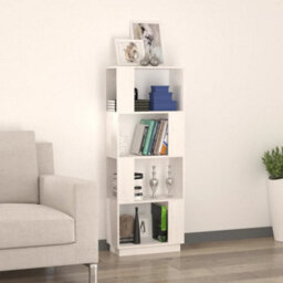 Berkfield Book Cabinet/room Divider White 51X25X132 Cm Solid Wood Pine - thumbnail 3
